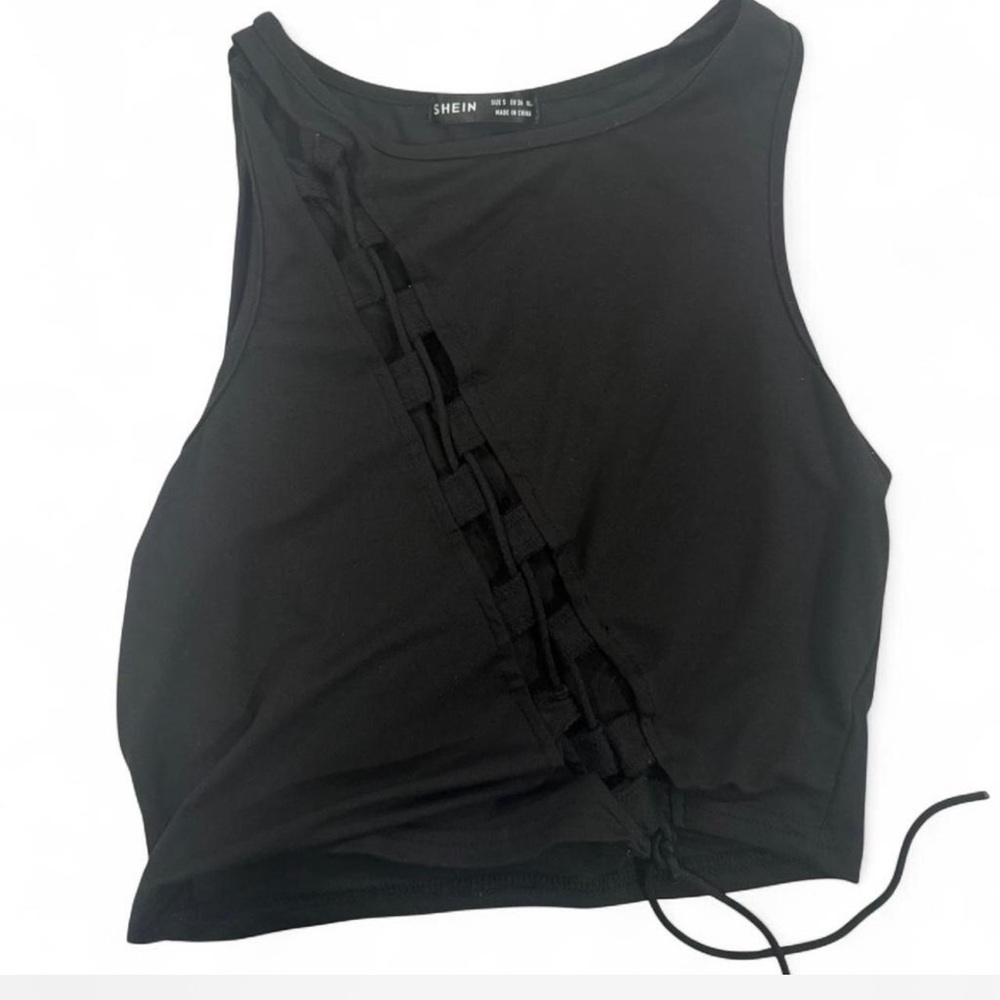 SHEIN Black lace up top